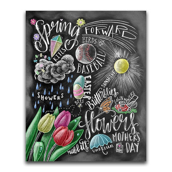 Creative Holiday Black Board Message | Chalkboard Diamond Painting Kit | Full Square/Round Drill 5D Diamonds | Colorful Chalk Messages - Diamond Paintings Store