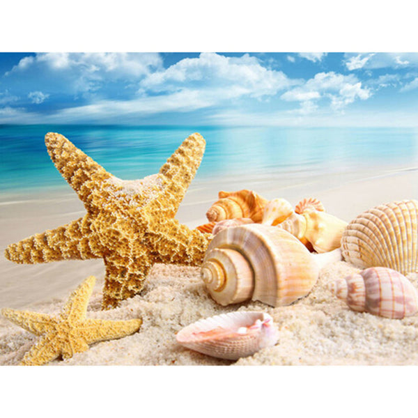 Sea Shells & Starfish on the Beach,  DIY Diamond Painting Cross Stitch - On Sale -Diamond Painting Kits, Diamond Paintings Store