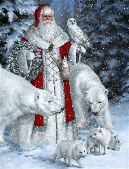 Winter Santa Claus,  Diamond Painting 4 Colors -On Sale -Diamond Painting Kits, Diamond Paintings Store