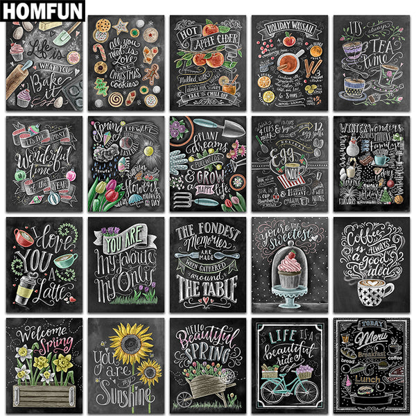 Black And White Coffee Black Board Message | Chalkboard Diamond Painting Kit | Full Square/Round Drill 5D Diamonds | Colorful Chalk Messages -Diamond Painting Kits, Diamond Paintings Store
