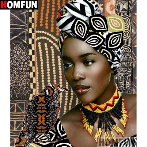 Beautiful African Woman | Portrait Diamond Painting | DIY Diamond Kit | 5D Round/Square Drill Rhinestone Embroidery -Diamond Painting Kits, Diamond Paintings Store